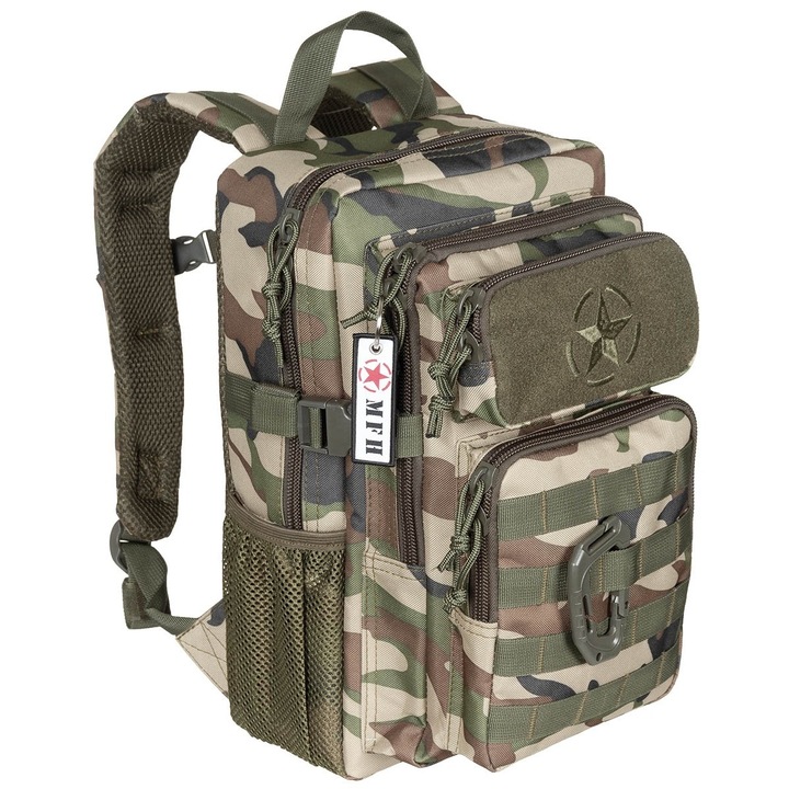 Rucsac tactic US Assault Youngster, MFH, Poliester, 15 l, 23x37x22 cm, 750 g, Woodland