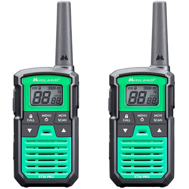 Комплект от 2 радиостанции, Midland, XT30 PRO, PMR 446 MHz, 48 x 29 x 90 mm, Multicolor