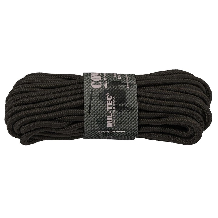Corda speciala MIL-TEC, Nailon, 7 mmx15 m, 420kg, Negru