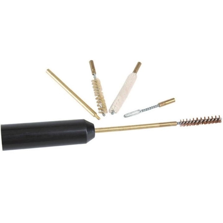 Set de curatare pentru arme, Mil-Tec, calibru 9mm/.38, 225mm, 65g, negru/auriu