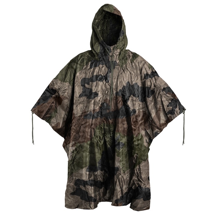 Pelerina ploaie, MIL-TEC, Nailon / PVC, Impermeabil, 5000 mm, Rip-Stop, Gluga, 210 x 150 cm, Camuflaj