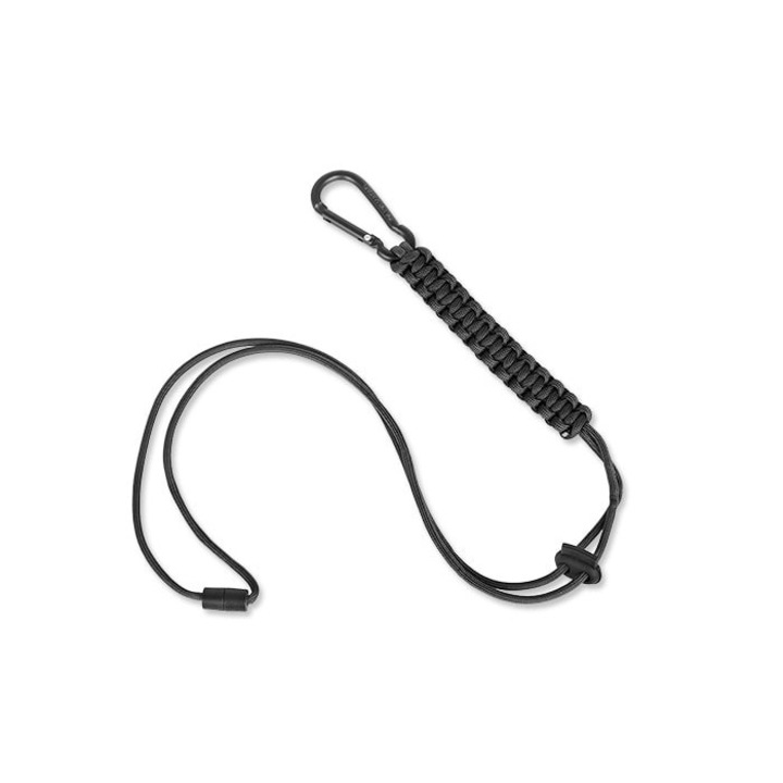 Паракордов шнур, MIL-TEC, регулируем, алуминиев карабинер, черен, 5mmx57cm