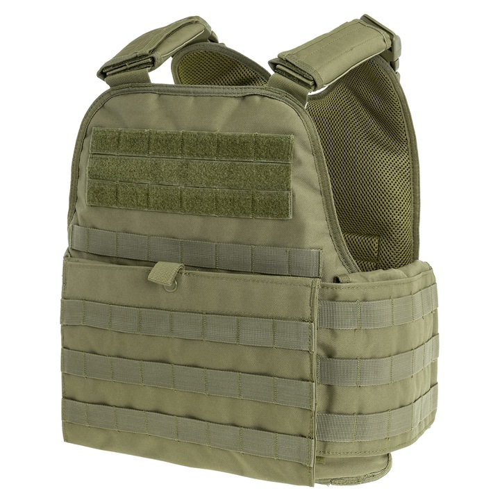 Vesta tactica MIL-TEC Plate Carrier, poliester cu PVC, buzunare Velcro, olive, universal