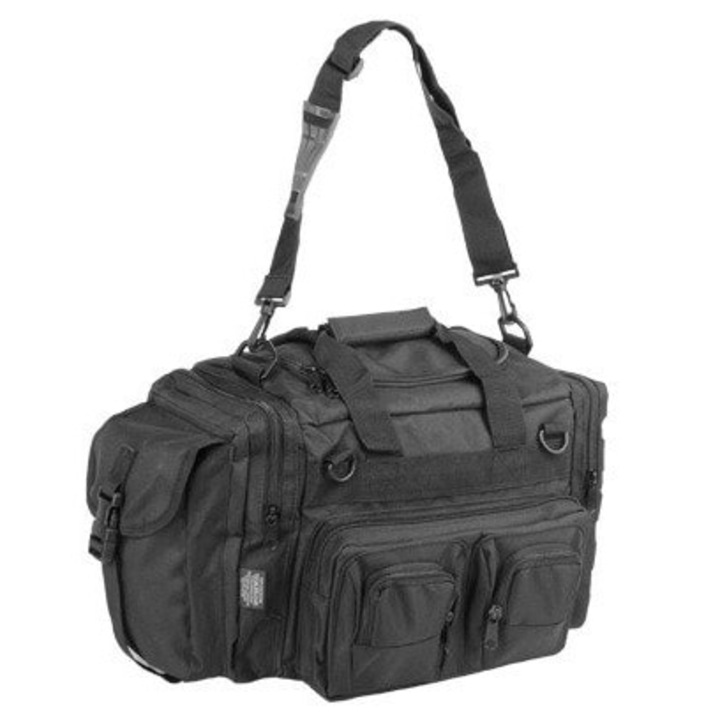 MIL-TEC K-10 Combat férfi táska, poliészter PVC-vel, fekete, 35x20x28cm
