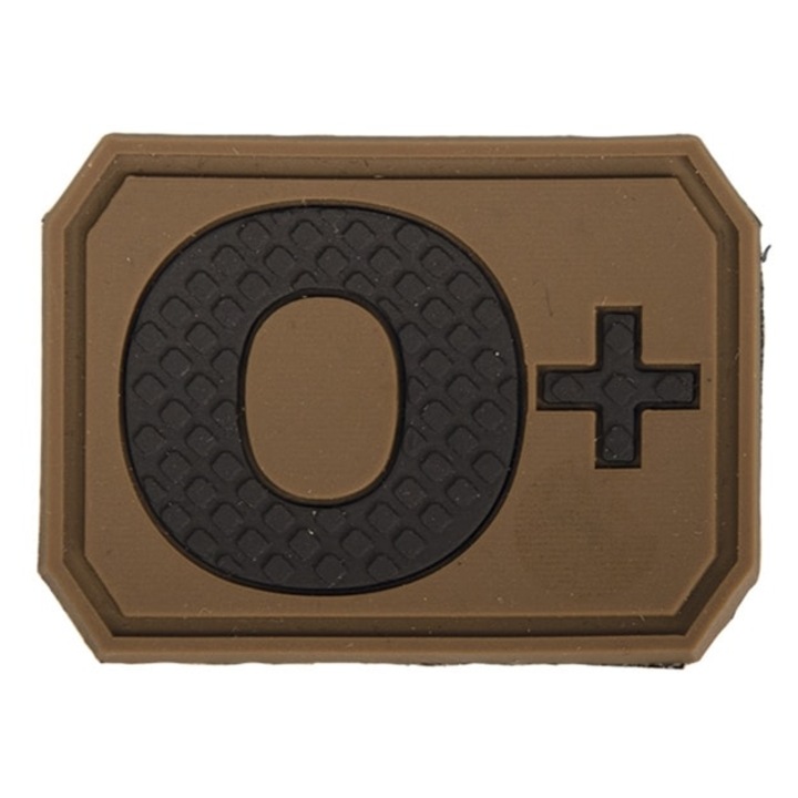 Emblema grupa sanguina, MIL-TEC, PVC, coyote, 38x28 mm