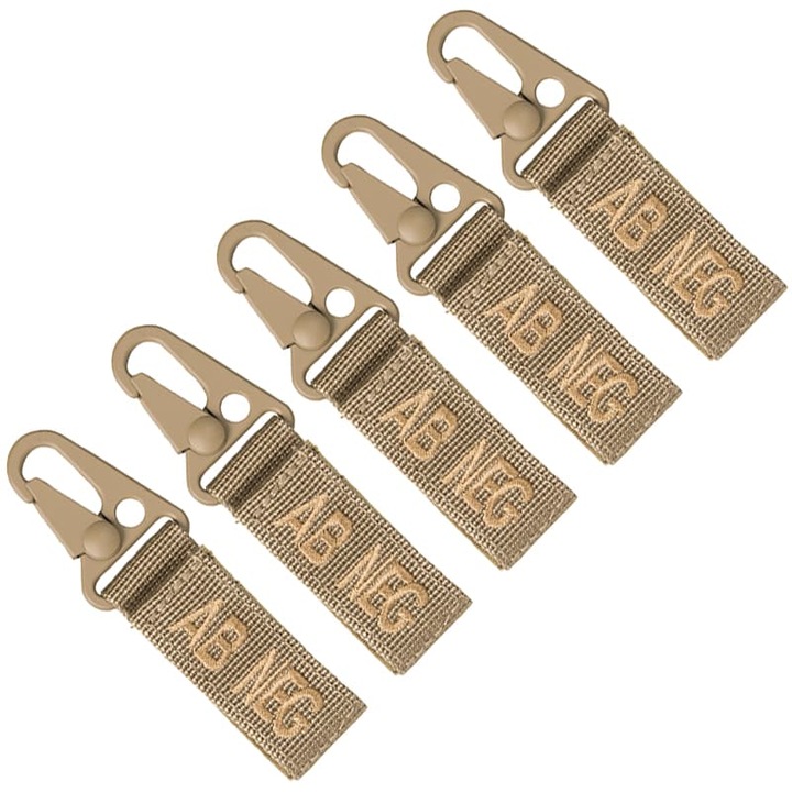 Brelocuri Mil-Tec Grupa sanguina AB NEG, Bej, 5 bucati