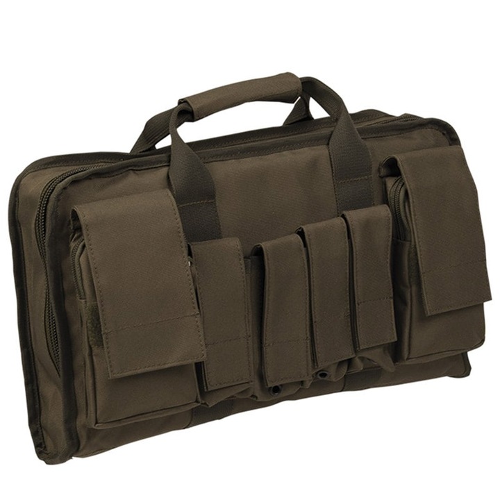 Geanta tactica pentru pistol, Mil-Tec, Poliester, Sistem MOLLE, 410 x 110 x 240 mm, Masliniu