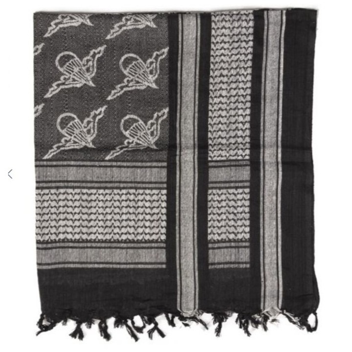 Esarfa sport pentru barbati, Mil-Tec, Bumbac, 110x110cm, Negru/Alb