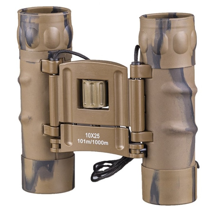 Компактен бинокъл Gen II, Mil-Tec, 10x, ø 25 mm, 130 x 80 x 45 mm, кафяв