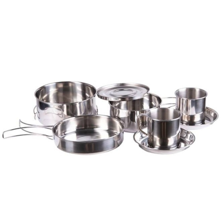 Set 8 articole de gatit, MIL-TEC, Inox, Argintiu