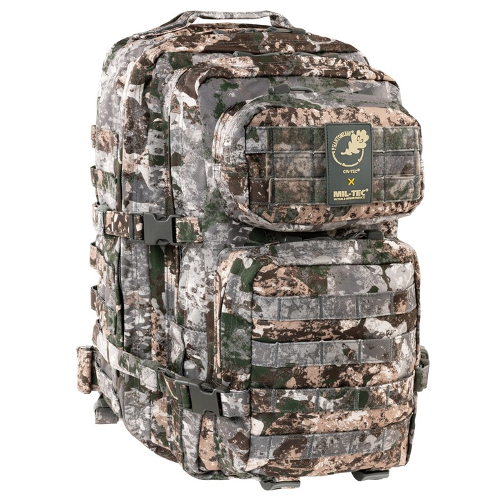 Rucsac tactic MIL-TEC, WASP I Z1B, 36 litri, impermeabil, sistem MOLLE, camuflaj Phantomleaf, Poliester, 51x29x28cm
