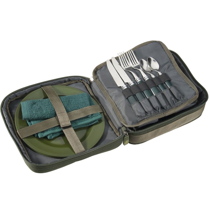 Set vesela camping Mivardi Premium, inox/plastic, 2 persoane, impermeabil, 24x25x10cm