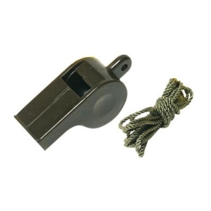 Fluier de alarma Mil-Tec, plastic verde, 60x28x20mm