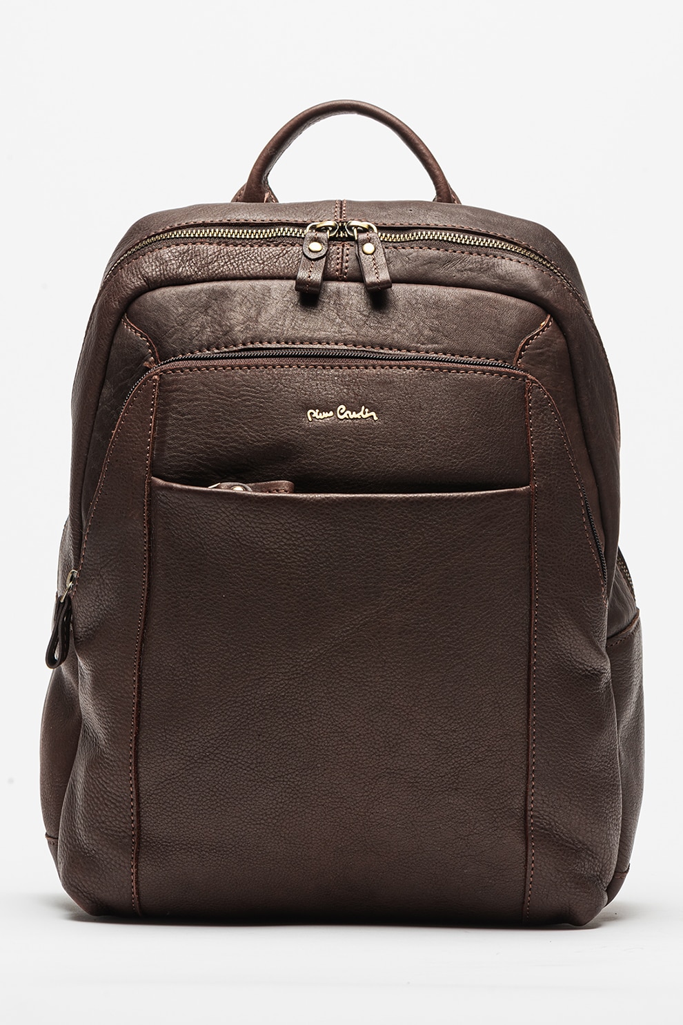 Pierre Cardin, Rucsac din piele cu buzunare multiple, Maro cognac