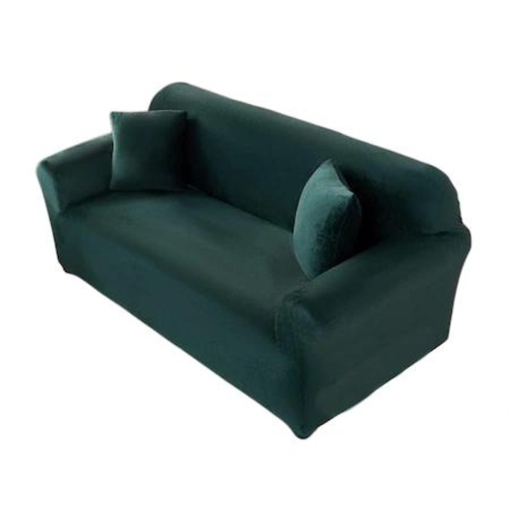 Husa pentru canapea cu 3 locuri, din catifea, Virovetix, verde, 190-230 cm