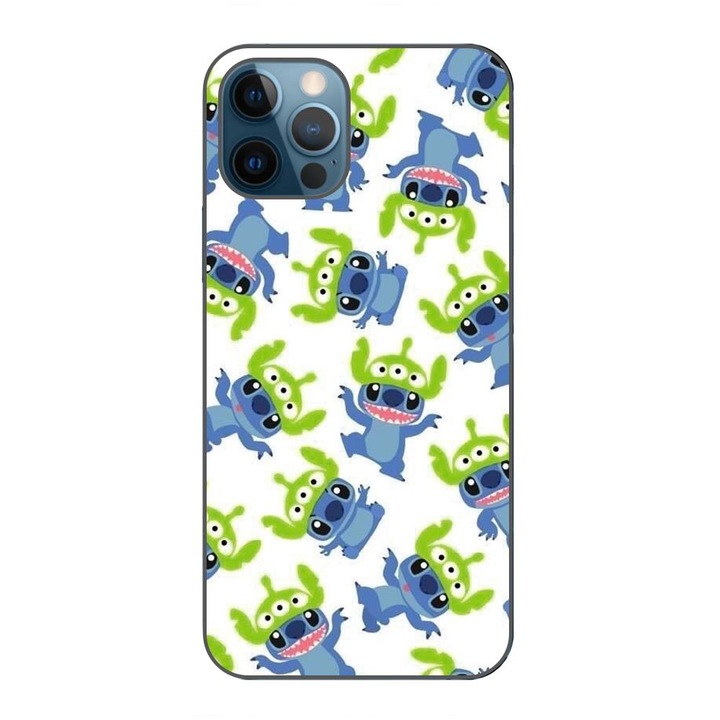 Husa compatibila cu Apple iPhone 12 Pro Max Silicon Gel Tpu Model Stitch Pattern With Green Alien