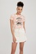 DeFacto, Tricou crop cu imprimeu, Portocaliu pal, M