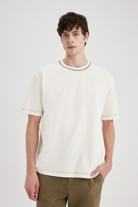 DeFacto, Tricou cu decolteu la baza gatului, Alb