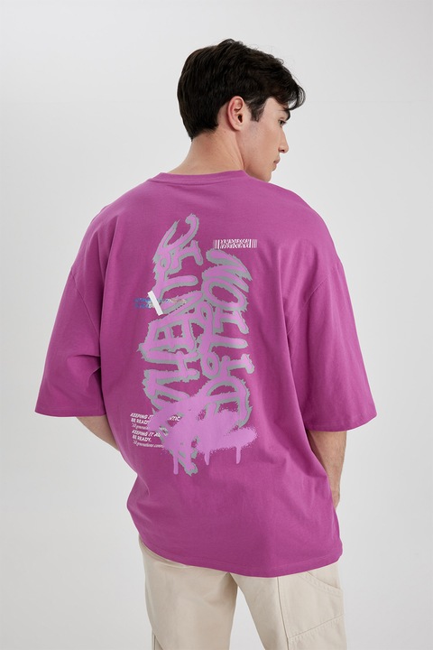 DeFacto, Tricou lejer cu imprimeu, Violet