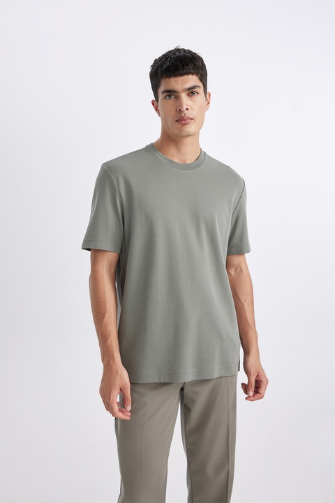 DeFacto, Tricou cu decolteu la baza gatului, Gri cenusiu