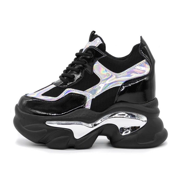 Pantofi Sport Dama cu Platforma 3WL132 01 Black Mei, Negru