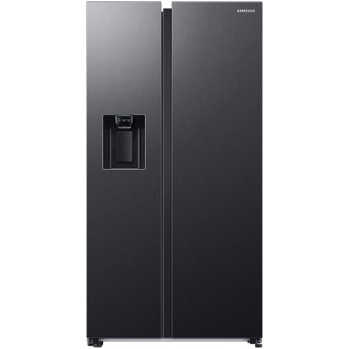 Side by side Samsung RS68CG885DB1EF, 634 l, Clasa D, Full No Frost, Twin Cooling Plus, Conversie Smart 5 in 1, Compresor Digital Inverter, Dozator apa si gheata cu racordare, Smart Things WiFi, AI Energy, H 178 cm, Dark Inox
