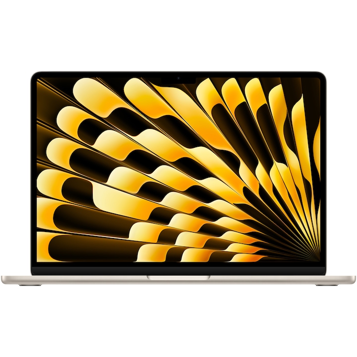 Laptop Apple MacBook Air 13.6'' cu procesor Apple M3, 8 nuclee CPU si 10 nuclee GPU, 16GB, 1TB, Starlight, INT KB