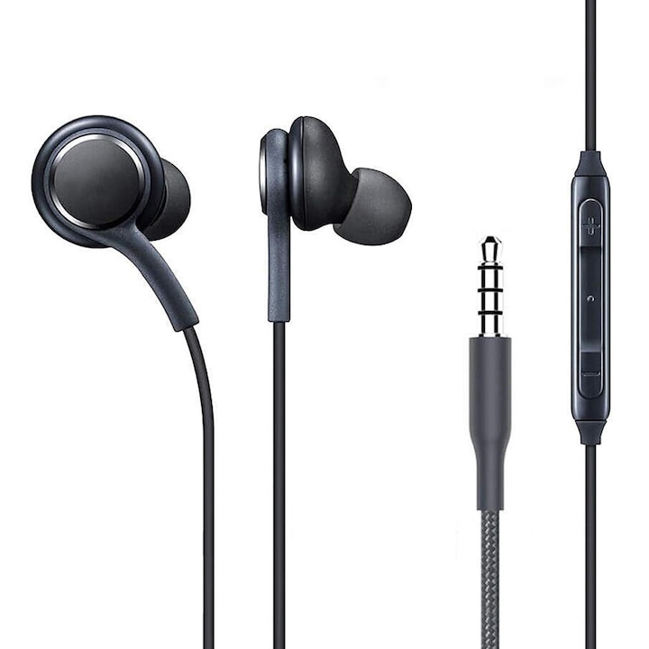 Vezetékes sztereó fejhallgató, fülbe helyezhető, Super Bass, kompatibilis a Samsung és más telefonokkal 3,5 mm-es jack csatlakozóval, SONORH®, fekete