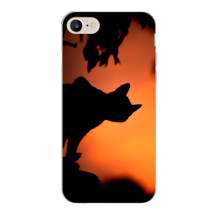 Husa compatibila cu Apple iPhone 7, iPhone 8, iPhone SE 2020 Silicon Gel Tpu Model Halloween Pisica Neagra