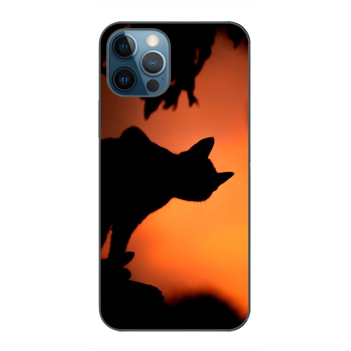 Husa compatibila cu Apple iPhone 12 Pro Max Silicon Gel Tpu Model Halloween Pisica Neagra