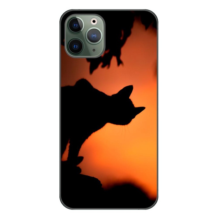 Калъф, съвместим с Apple iPhone 11 Pro Max Silicone Gel Tpu Модел Halloween Black Cat