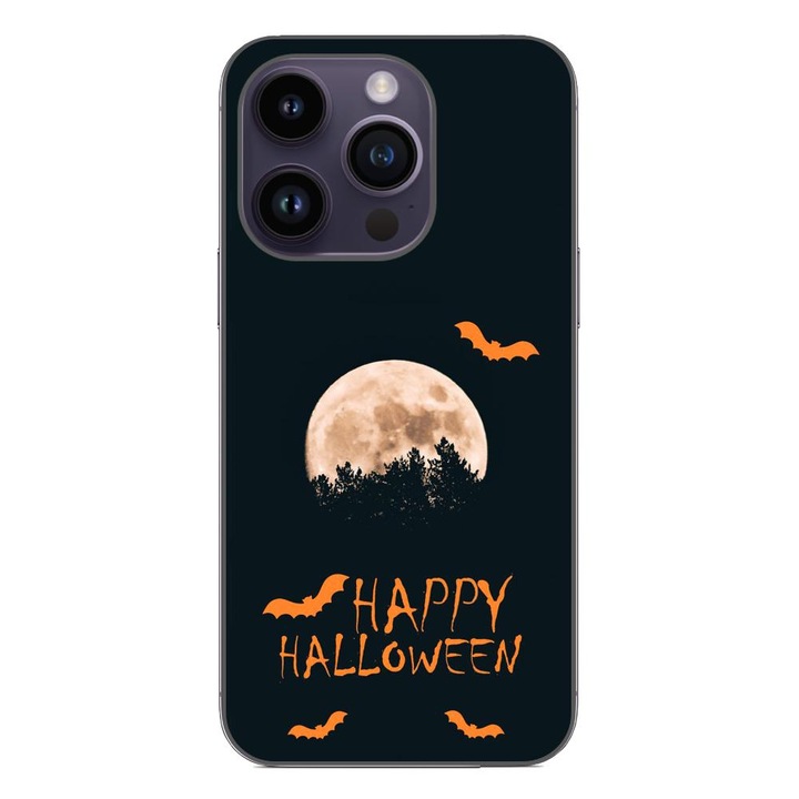Telefontok, kompatibilis Apple iPhone 14 Pro szilikon gél Modell Happy Halloween Full Moon