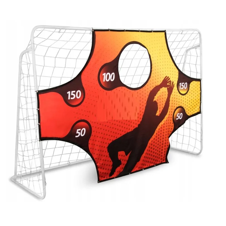 Poarta de Fotbal pentru Copii cu Plasa si Tinta Ideala pentru Antrenament, Cadru din otel, Constructie Robusta, 245 x 155 x 80 cm