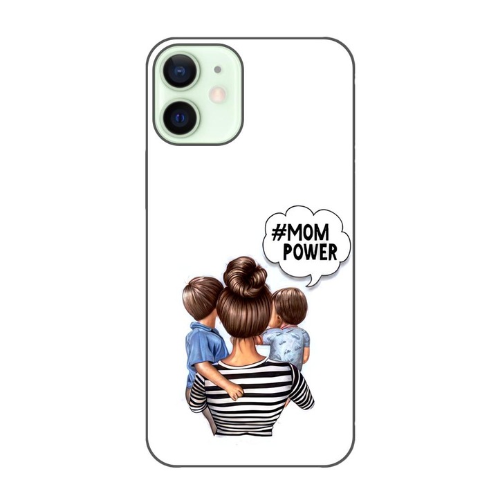 Husa compatibila cu Apple iPhone 12 Mini Silicon Gel Tpu Model Mom of Boys