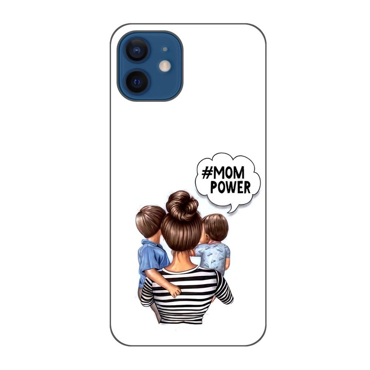 Husa compatibila cu Apple iPhone 12 Silicon Gel Tpu Model Mom of Boys
