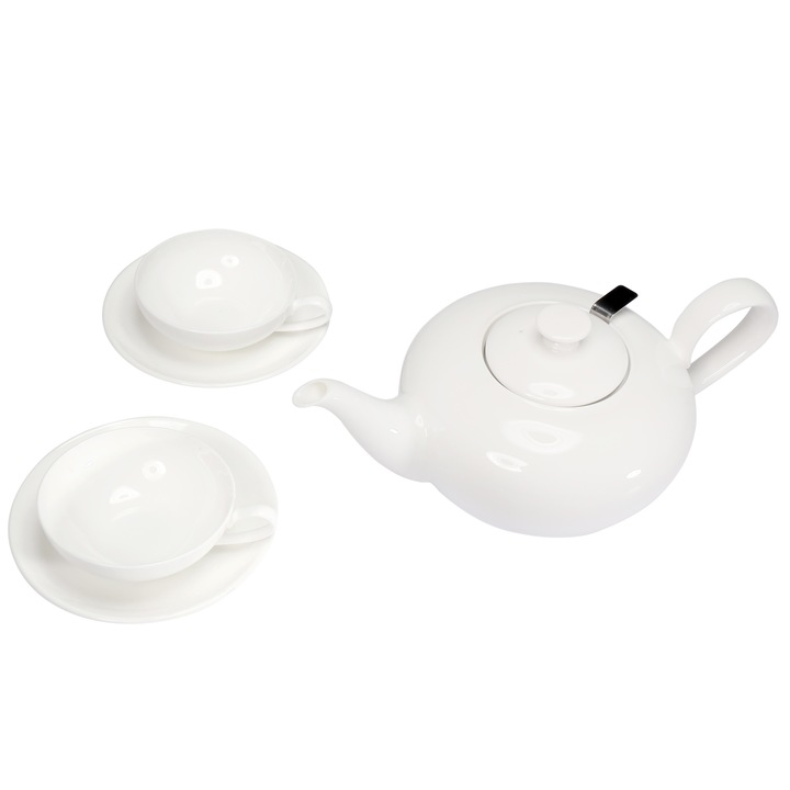 Ceainic Supreme Portelan New Bone China 750 ml si 2 cani portelan in cutii cadou Tea Point
