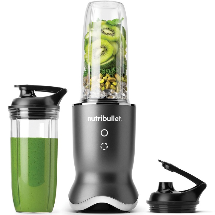 Блендер Nutribullet Ultra NB1206DGCC, 0C22300099, 1200 W, 1 скорост и функция Pulse, Чаша 0.7 л, Чаша 0.9 л, 4 аксесоара, Тъмносив/Сребрист