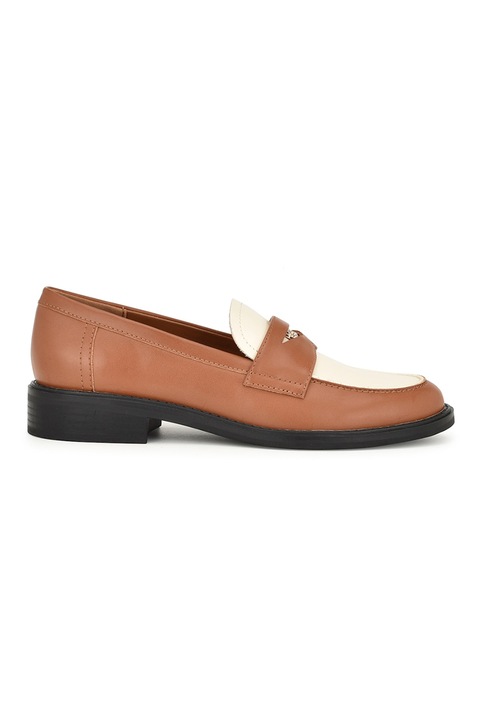 NINE WEST, Seeme műbőr mokaszin kontrasztos részletekkel, Karamellbarna/Krémszín