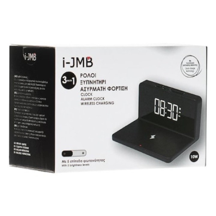 Ceas desteptator cu incarcare wireless pentru telefoane 10W