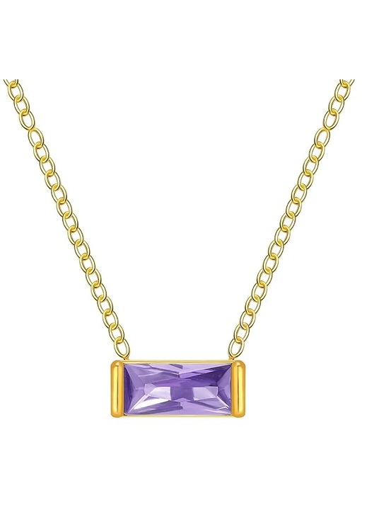 Colier dama Iunie, Otel inoxidabil, Placat cu aur, Auriu/Mov