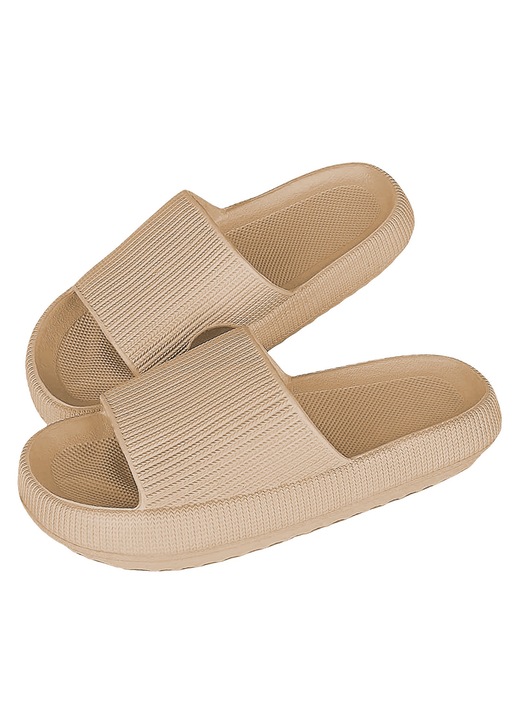 Kenyelmes bebujos papucs vastag talppal, Bézs, 38-39