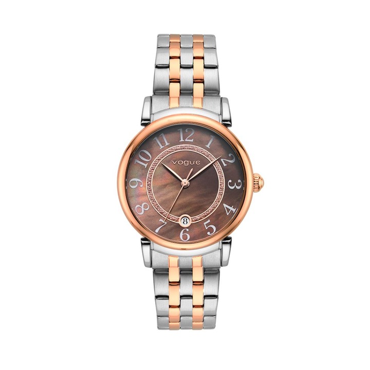 Ceas dama, Vogue, Inox, Argintiu/Roz