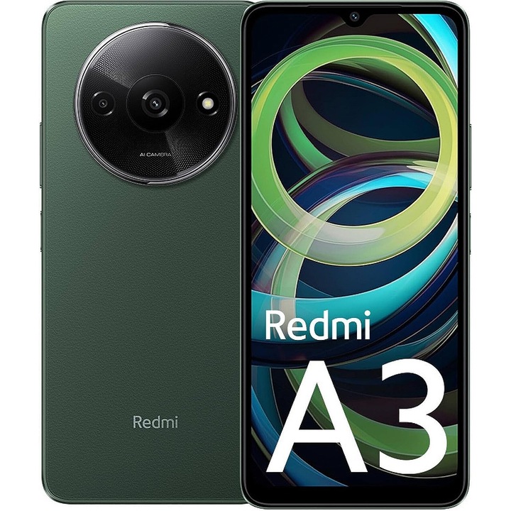 Xiaomi Redmi A3 Mobiltelefon, Dual SIM, 128GB, 4GB RAM, Zöld