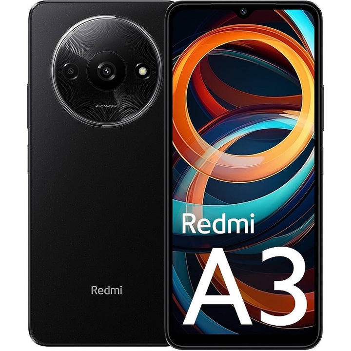 Xiaomi Redmi A3 Mobiltelefon, Dual SIM, 64GB, 3GB RAM, Fekete