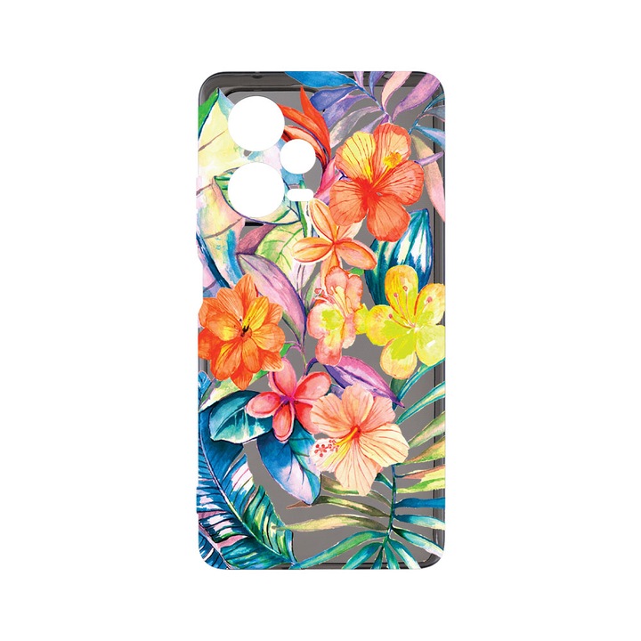 Силиконов калъф BestCase за Xiaomi Redmi Note 12 5G, Topical Flowers, Camera Protection, Grafit Silicon 1.5MM, GT 498