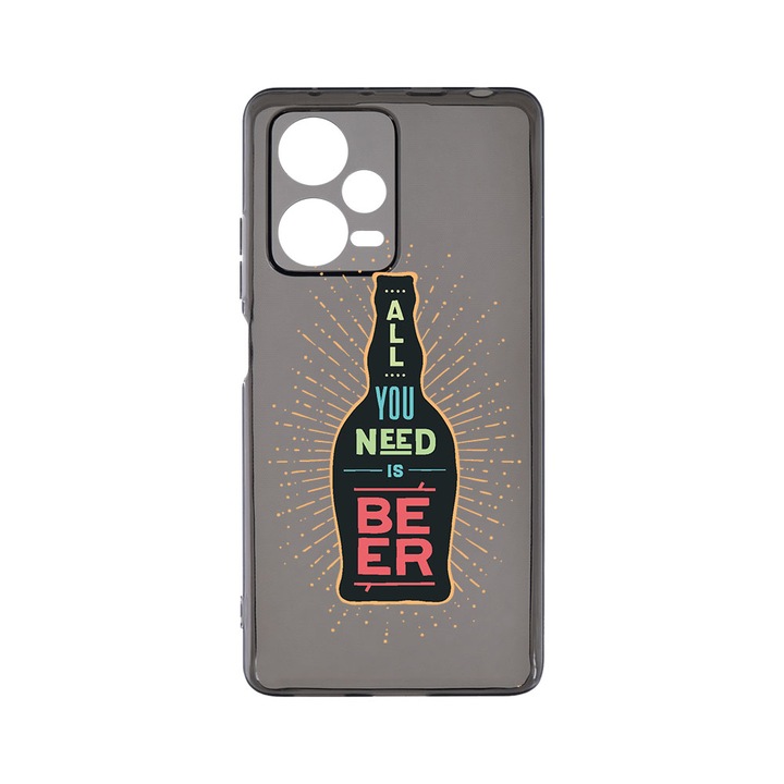 Силиконов калъф BestCase за Xiaomi Redmi Note 12 Pro Plus 5G, All You Need Is Beer, Camera Protection, Grafit Silicon 1.5MM, GT 790
