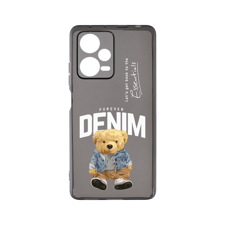 Силиконов калъф BestCase за Xiaomi Redmi Note 12 Pro Plus 5G, Denim Style Teddy Bear, Camera Protection, Grafit Silicon 1.5MM, GT 930