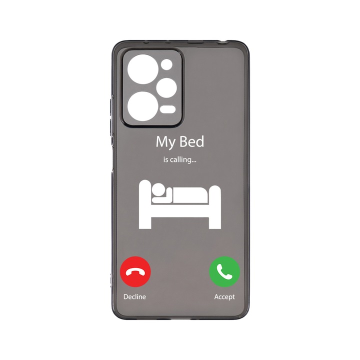 Силиконов калъф BestCase за Xiaomi Redmi Note 12 Pro 5G, My Bed Is Calling, Camera Protection, Grafit Silicon 1.5MM, GT 945