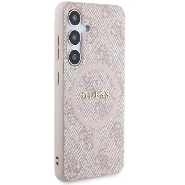 Carcasa Guess 4G Collection Leather Metal Logo cu MagSafe compatibil cu Samsung Galaxy S24, Roz