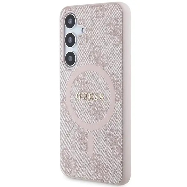 Carcasa Guess 4G Collection Leather Metal Logo cu MagSafe compatibil cu Samsung Galaxy S24, Roz